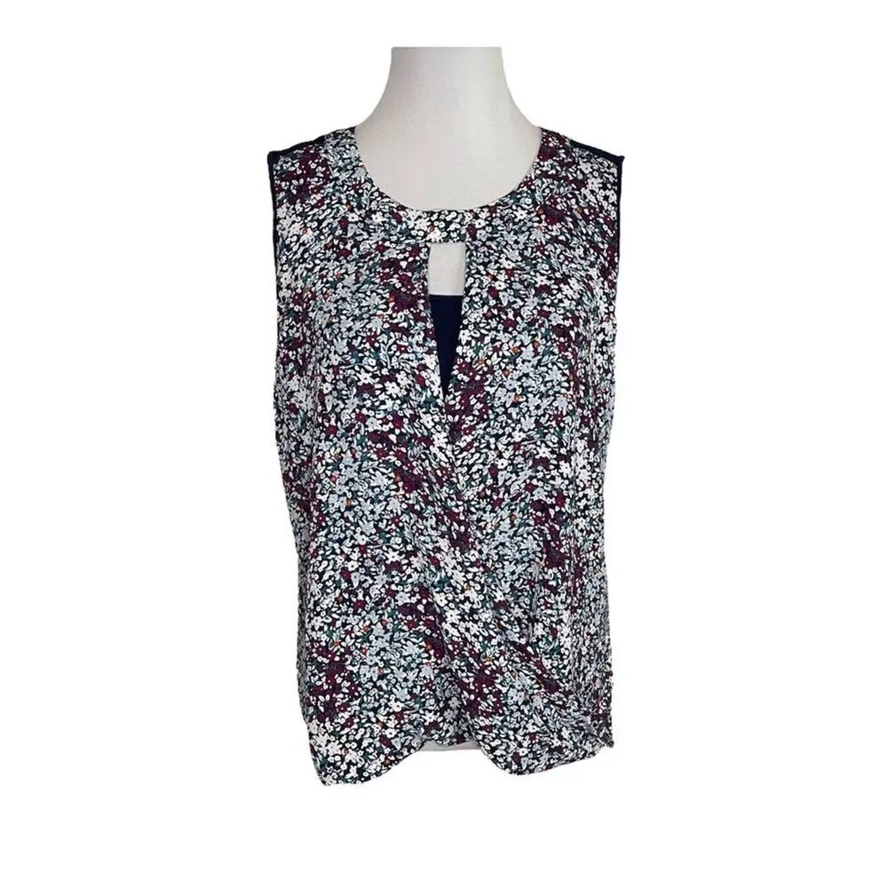 41Hawthorn Floral Wrap Tank Blue size Medium Petite